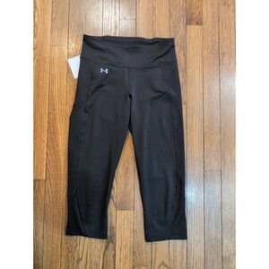 Under Armour UA Heatgear Compression Black Capri Leggings Zipper Pocket Small